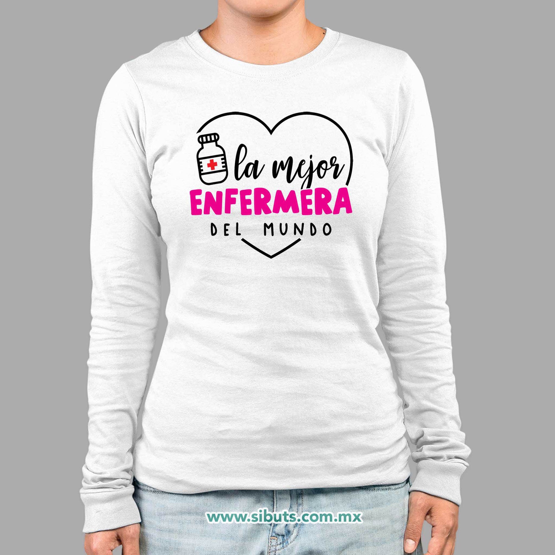 Playera Mujer Manga Larga La Mejor Enfermera del Mundo