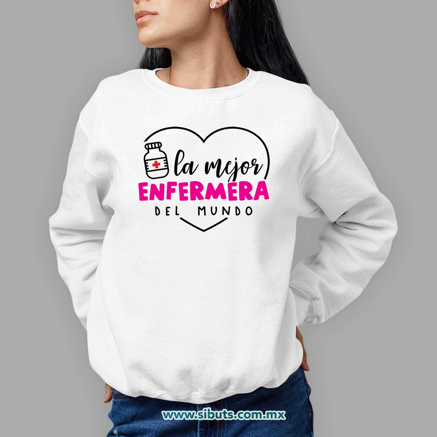Sudadera Mujer Cuello Redondo La Mejor Enfermera del Mundo