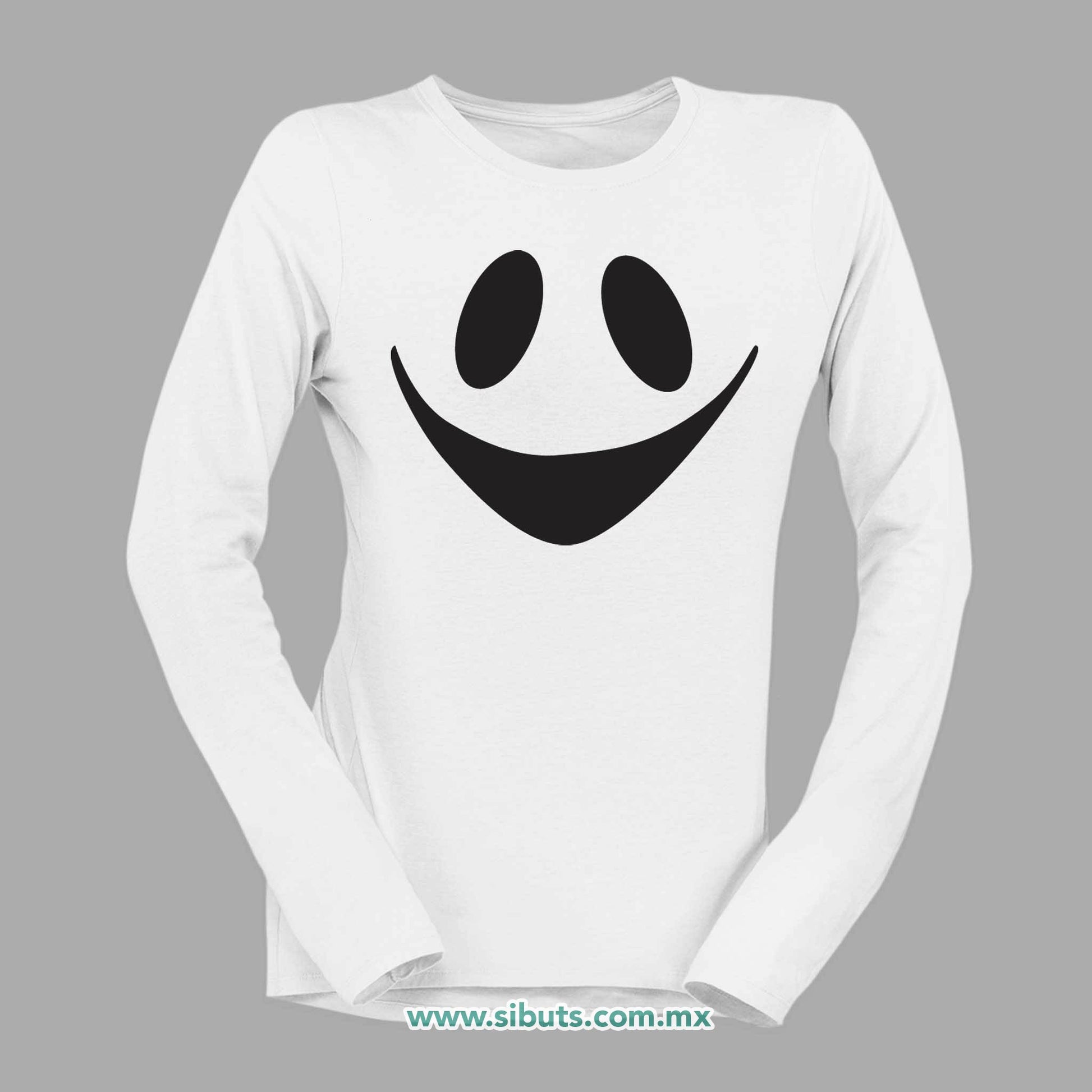 Playera Mujer Manga Larga Fantasma Feliz