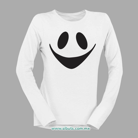 Playera Mujer Manga Larga Fantasma Feliz