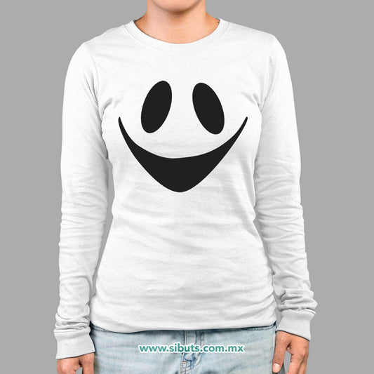 Playera Mujer Manga Larga Fantasma Feliz