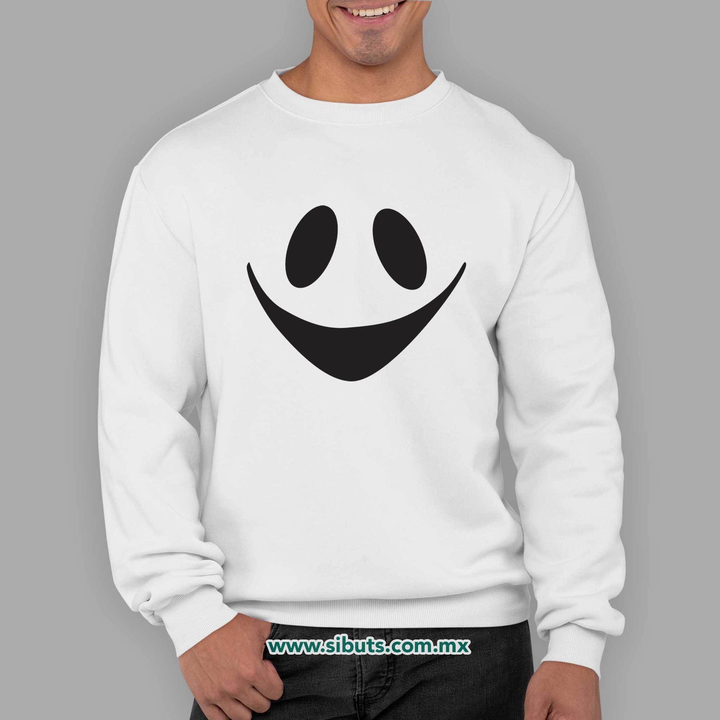 Sudadera Hombre Cuello Redondo Fantasma Feliz