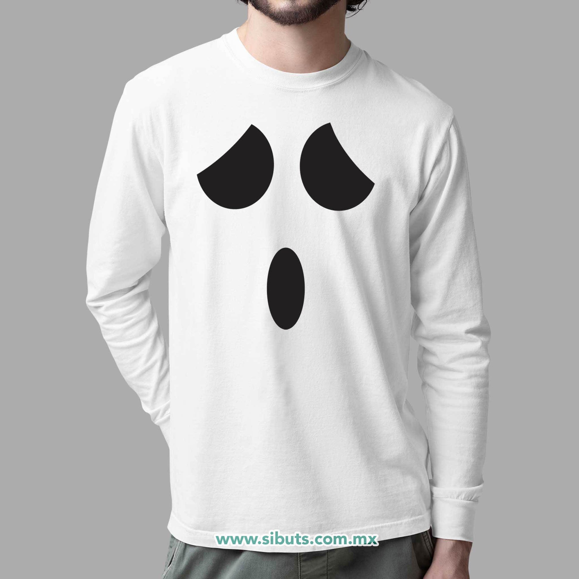 Playera Hombre Manga Larga Fantasma Sorprendido