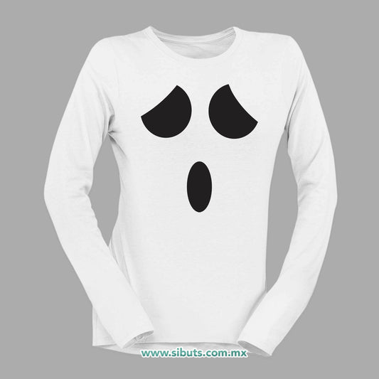 Playera Mujer Manga Larga Fantasma Sorprendido