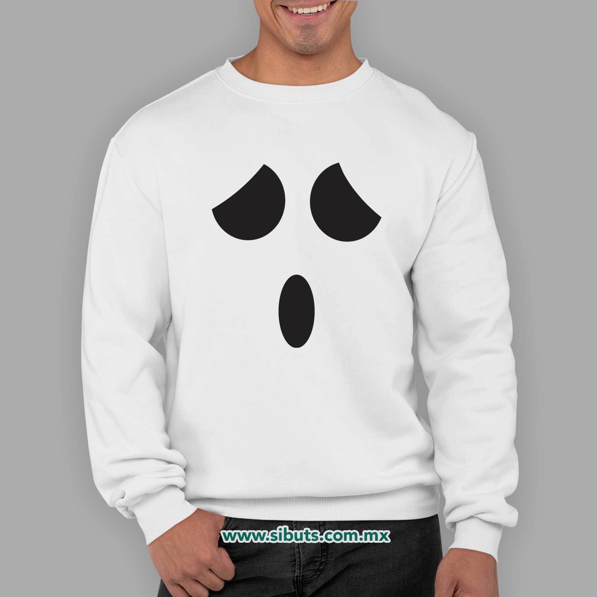 Sudadera Hombre Cuello Redondo Fantasma Sorprendido