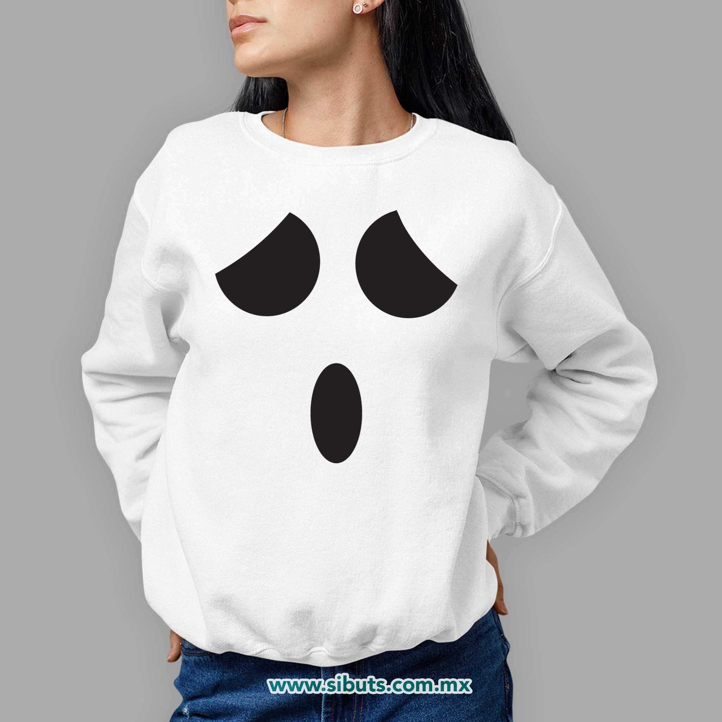 Sudadera Mujer Cuello Redondo Fantasma Sorprendido