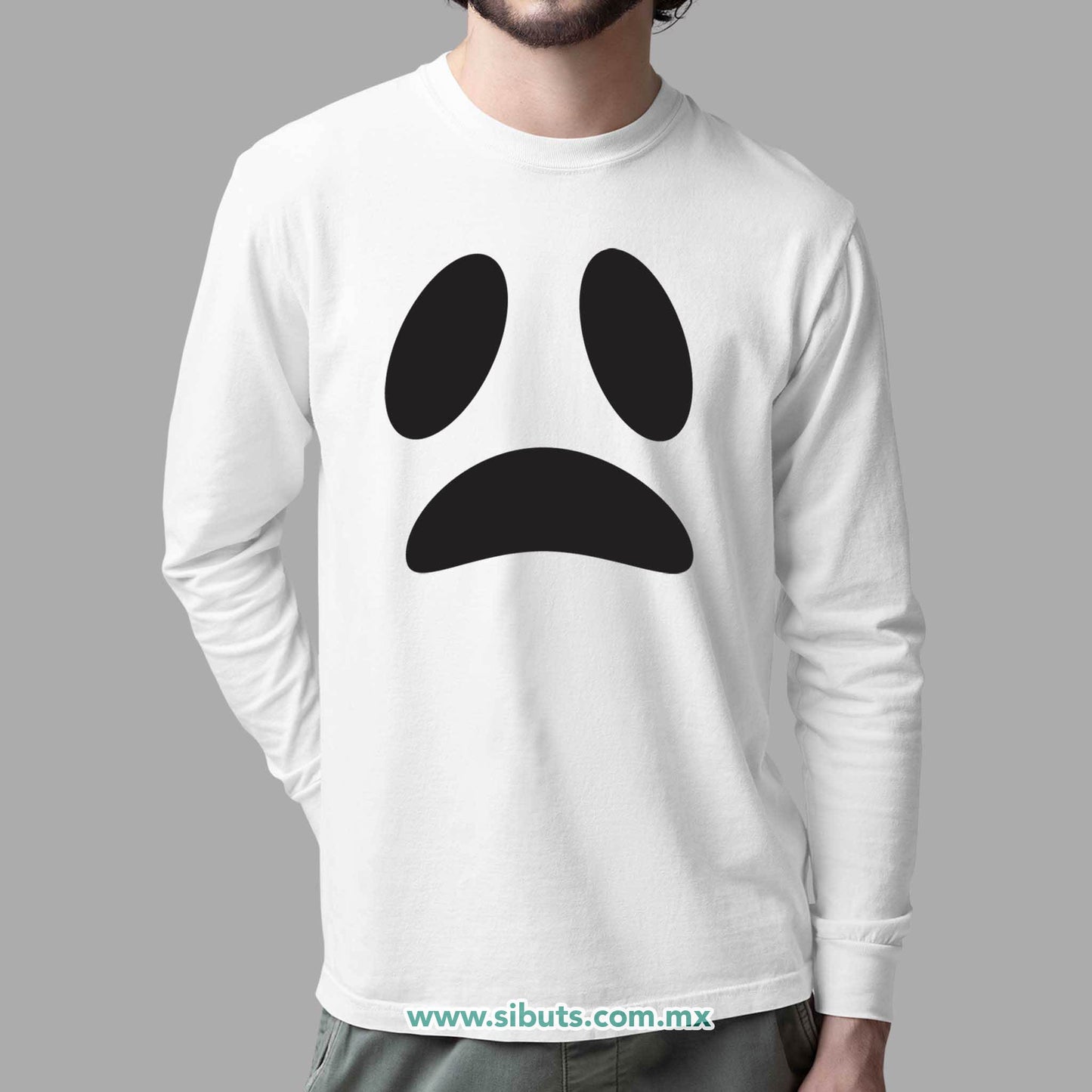 Playera Hombre Manga Larga Fantasma Triste