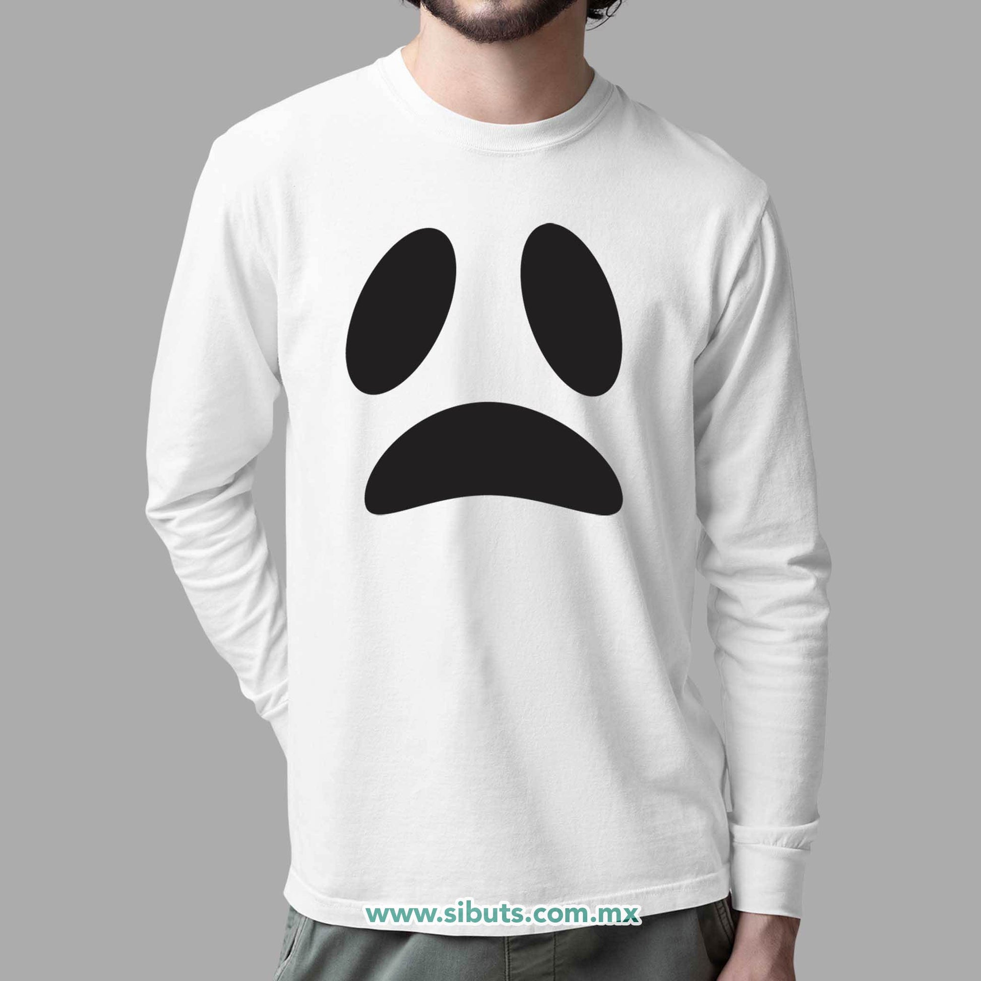 Playera Hombre Manga Larga Fantasma Triste