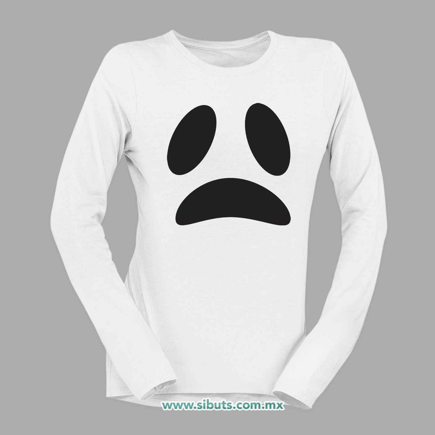 Playera Mujer Manga Larga Fantasma Triste