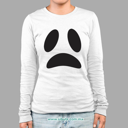 Playera Mujer Manga Larga Fantasma Triste