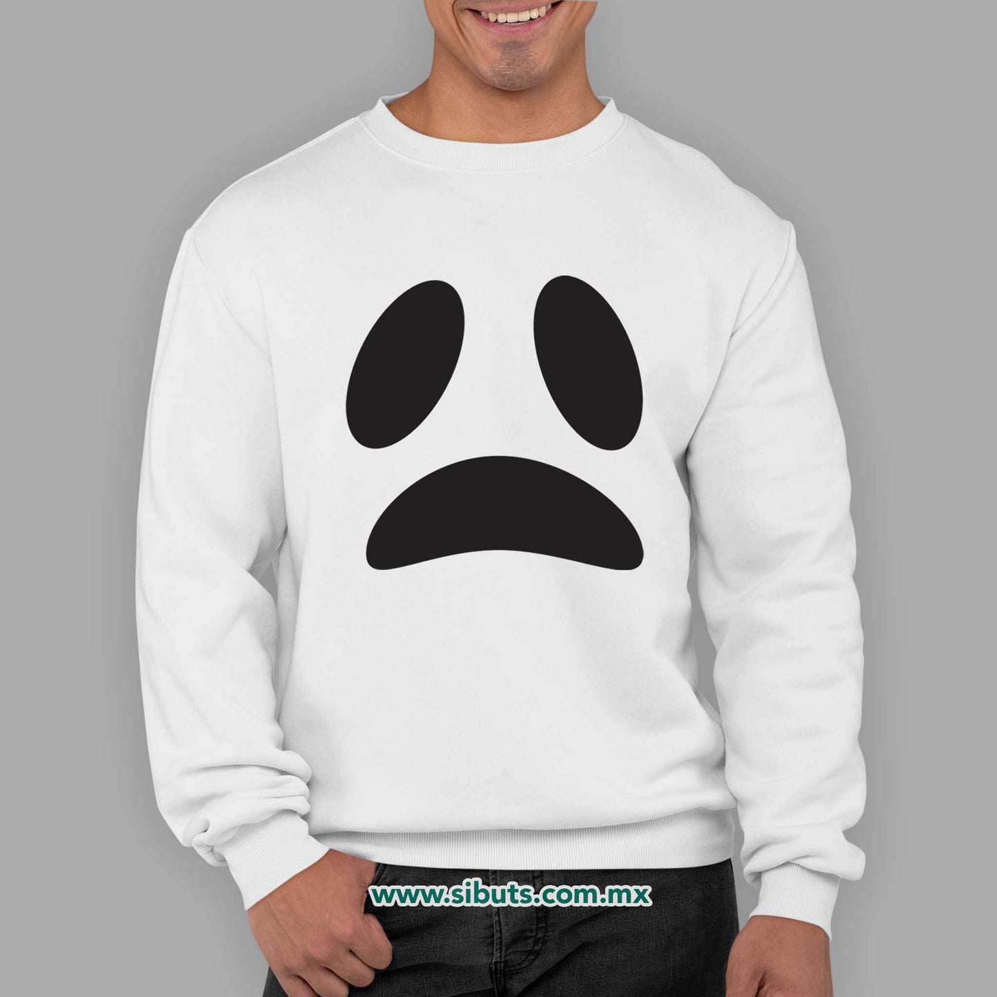 Sudadera Hombre Cuello Redondo Fantasma Triste