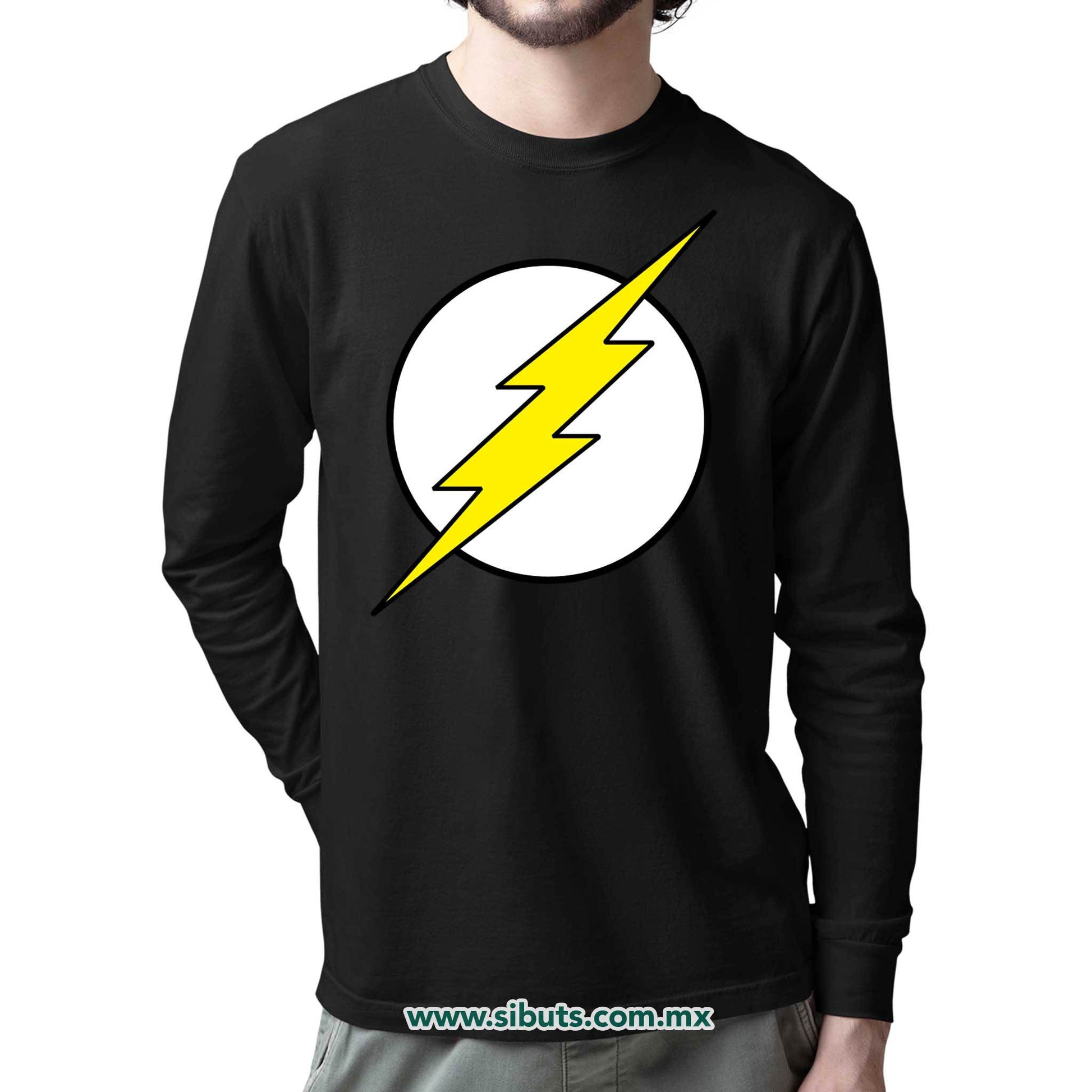 Playera Hombre Manga Larga Símbolo Flash