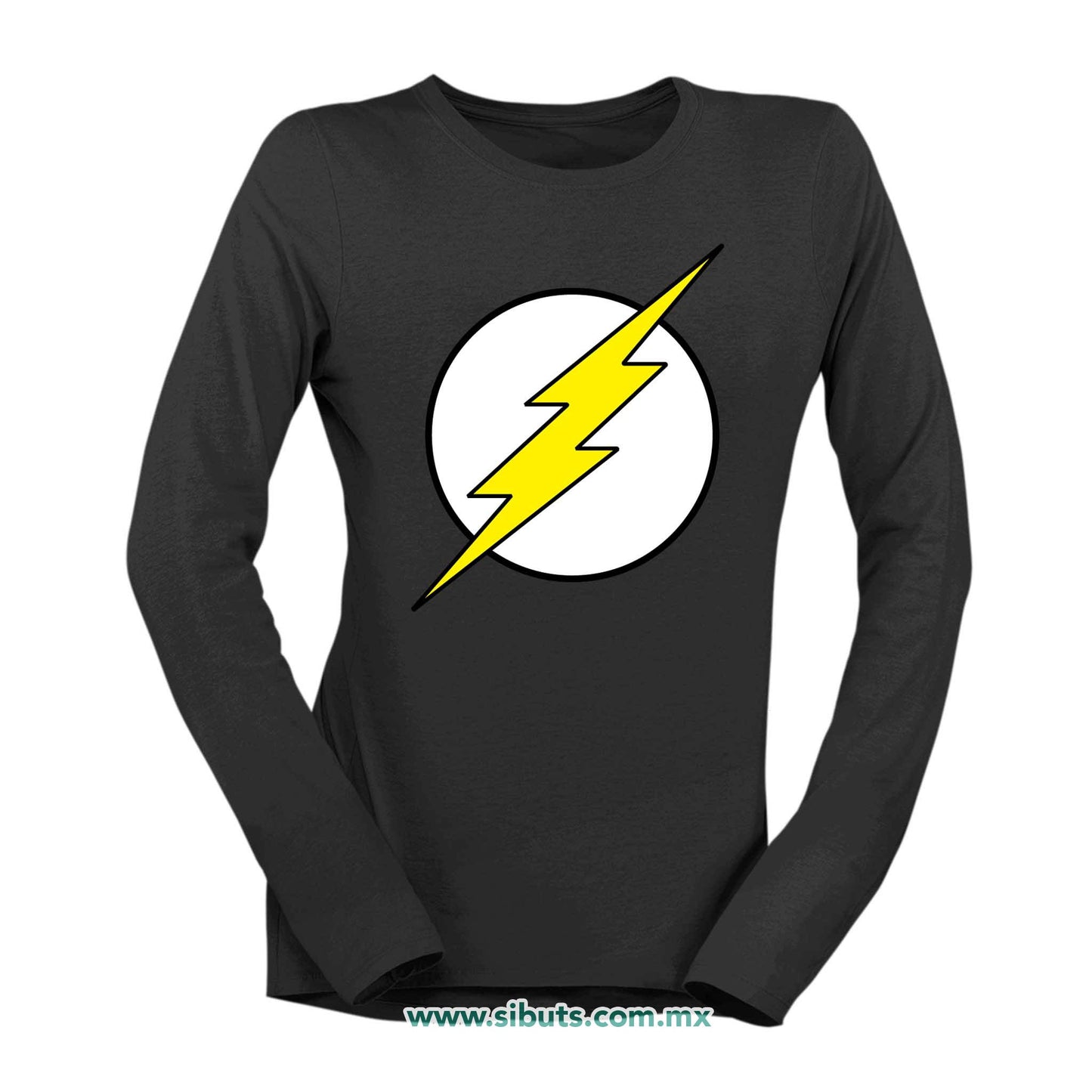 Playera Mujer Manga Larga Símbolo Flash