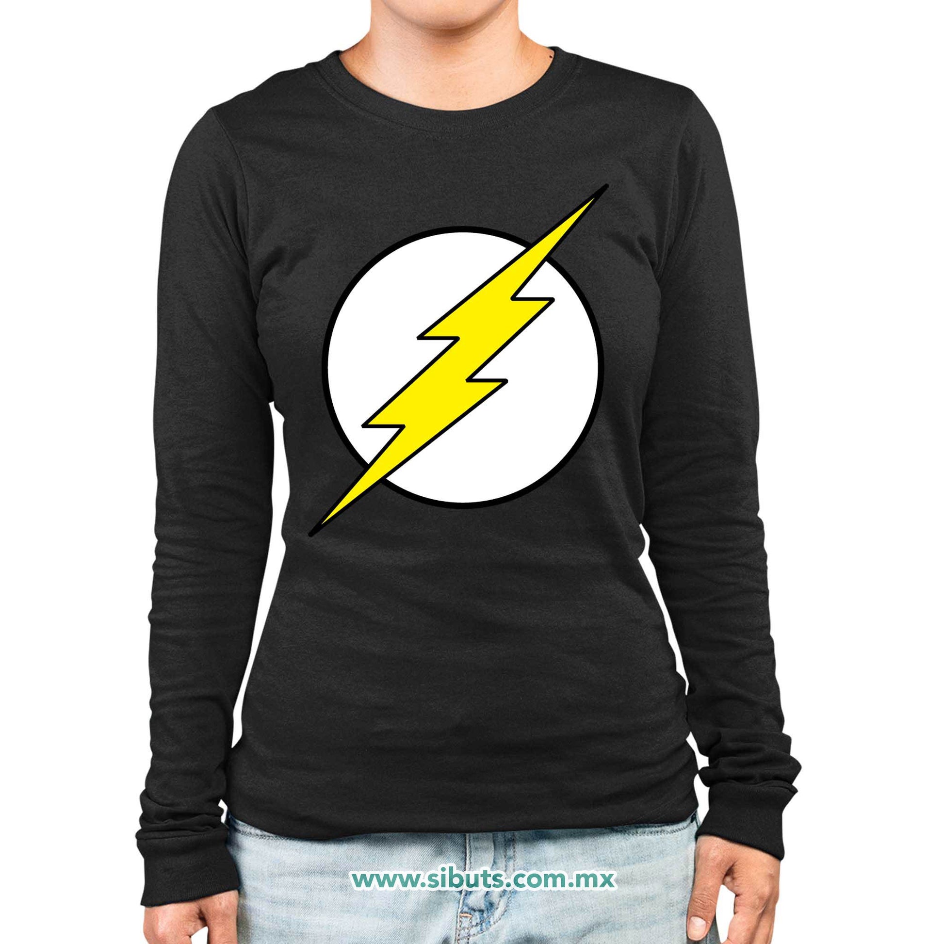 Playera Mujer Manga Larga Símbolo Flash