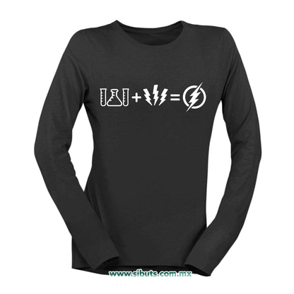 Playera Mujer Manga Larga Flash Símbolos