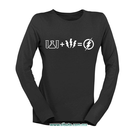 Playera Mujer Manga Larga Flash Símbolos