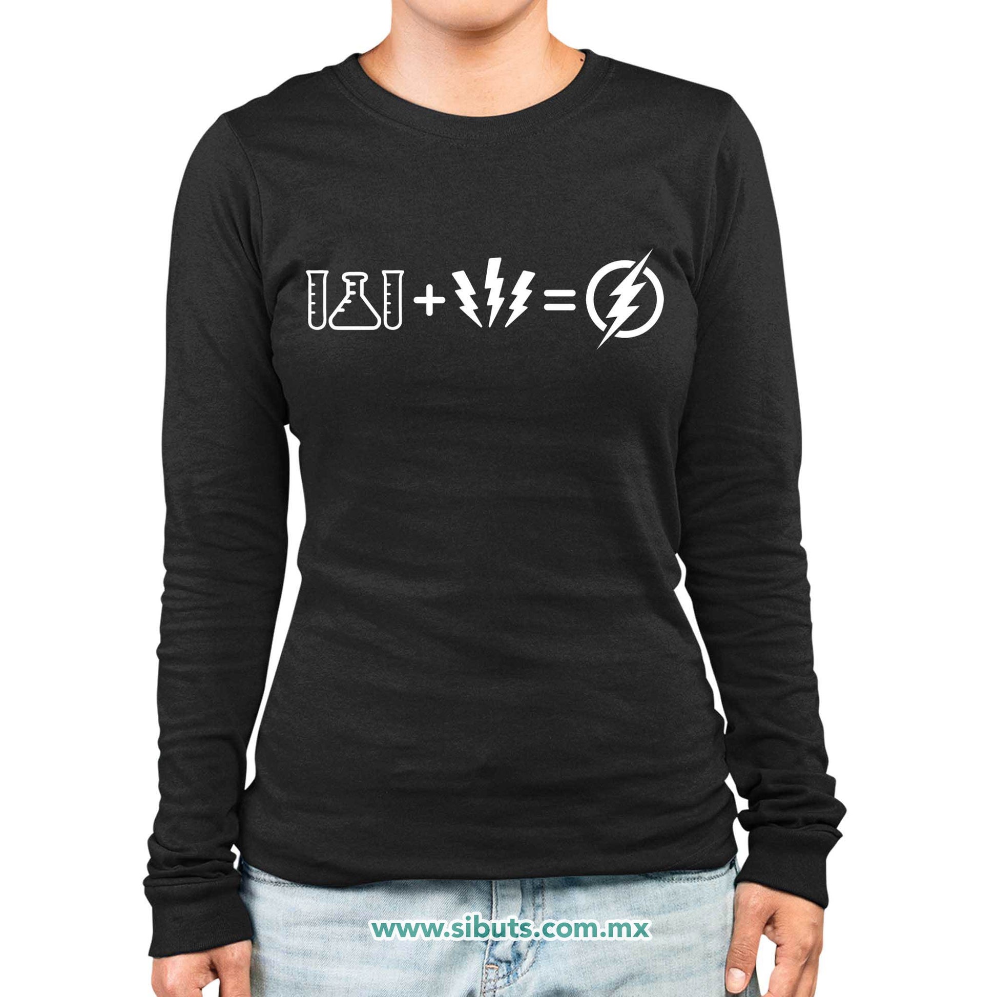 Playera Mujer Manga Larga Flash Símbolos