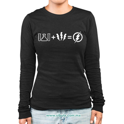 Playera Mujer Manga Larga Flash Símbolos