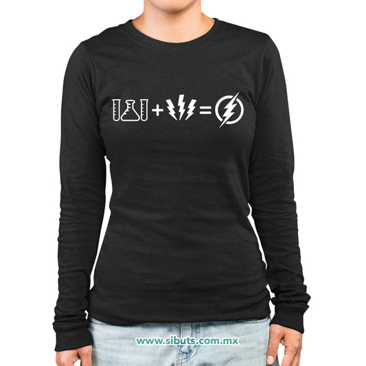 Playera Mujer Manga Larga Flash Símbolos