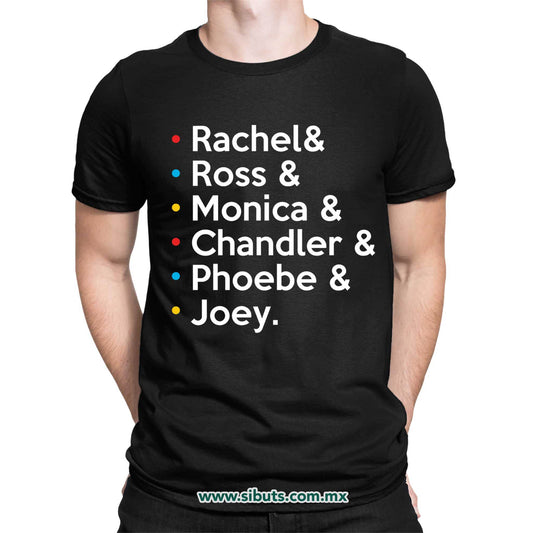 Playera Hombre Friends Joey Rachel Monica Phoebe Ross Chandler