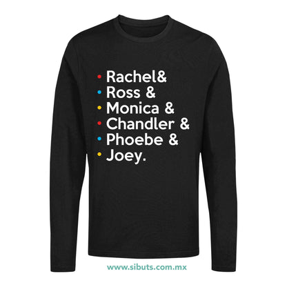Playera Hombre Manga Larga Friends Joey Rachel Monica Phoebe Ross Chandler