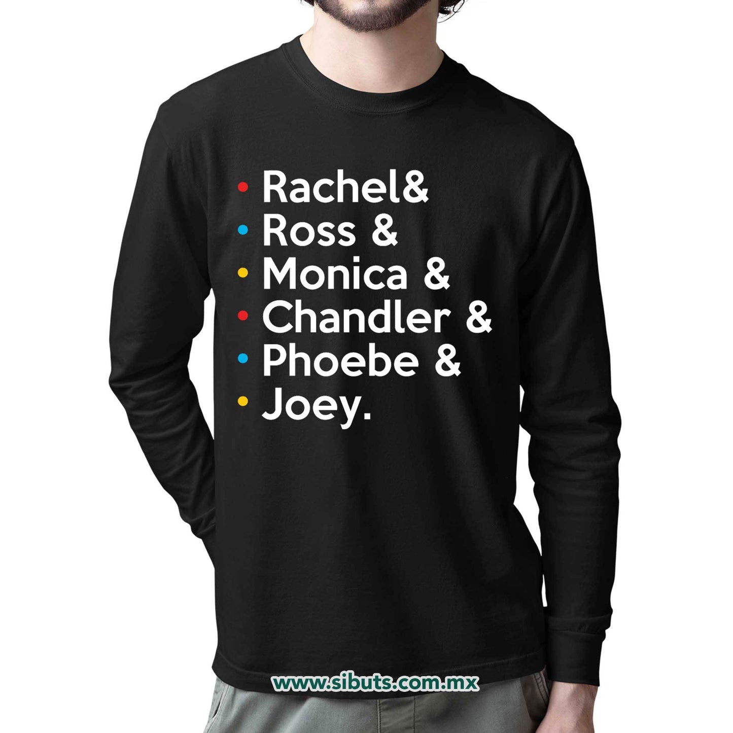 Playera Hombre Manga Larga Friends Joey Rachel Monica Phoebe Ross Chandler