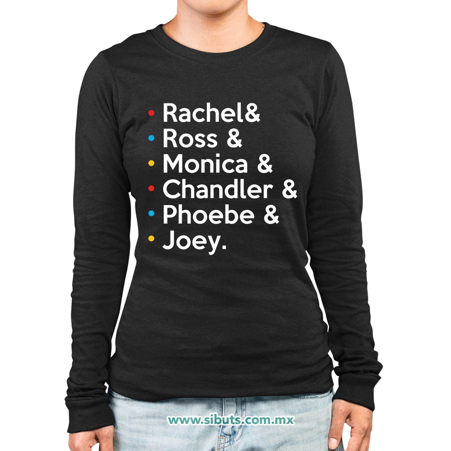 Playera Mujer Manga Larga Friends Joey Rachel Monica Phoebe Ross Chandler