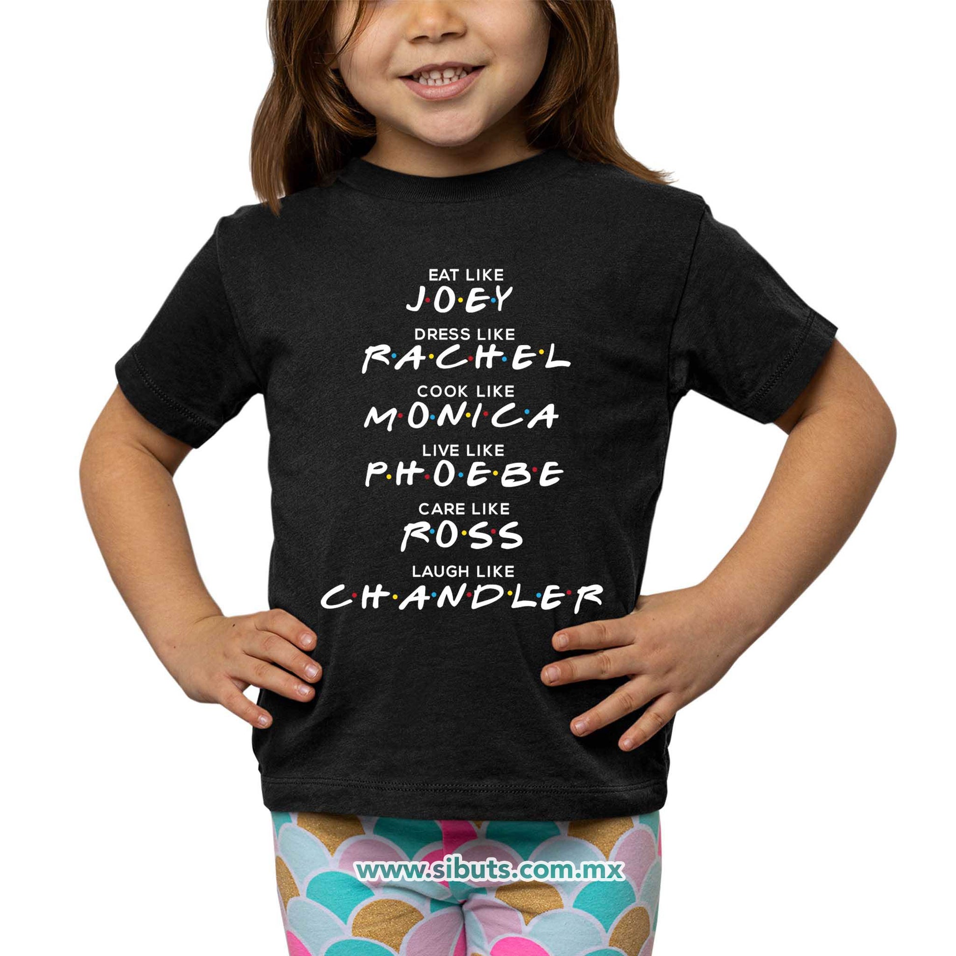 Playera Niña Friends Names Joey Rachel Monica Phoebe Ross Chandler