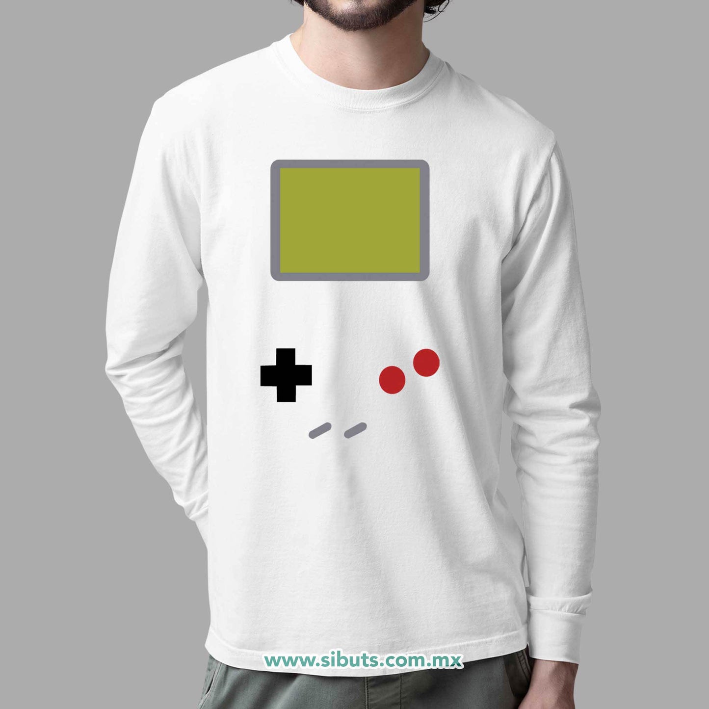 Playera Hombre Manga Larga Game Boy Retro
