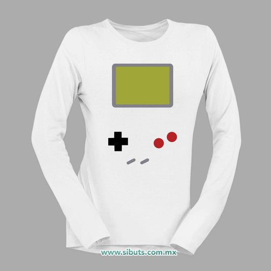 Playera Mujer Manga Larga Game Boy Retro
