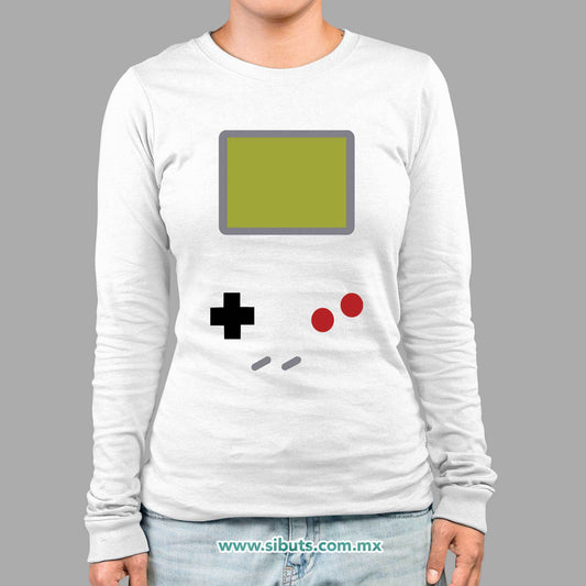 Playera Mujer Manga Larga Game Boy Retro