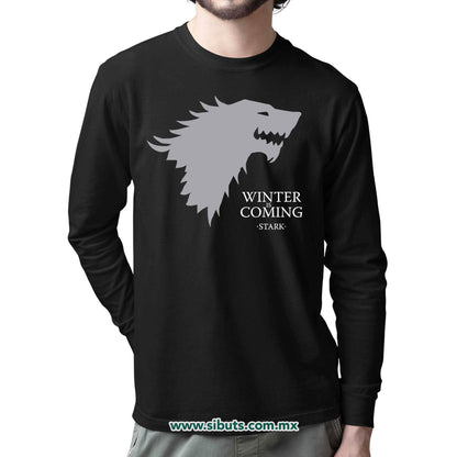 Playera Hombre Manga Larga Game Of Thrones Winter Is Coming Stark