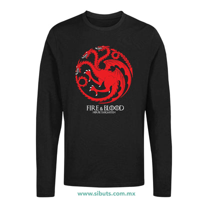 Playera Hombre Manga Larga Game Of Thrones House Targaryen Fire And Blood