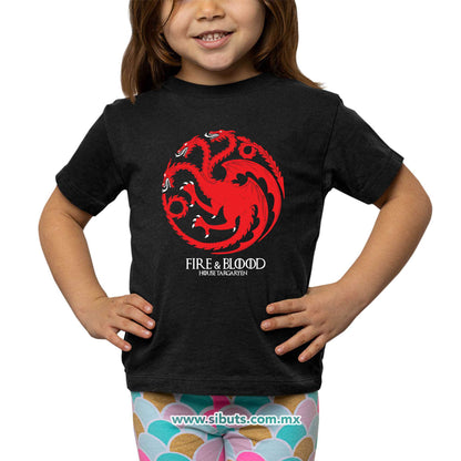Playera Niña Game Of Thrones House Targaryen Fire And Blood