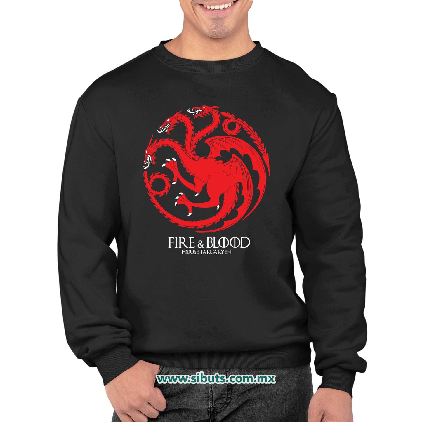 Sudadera Hombre Cuello Redondo Game Of Thrones House Targaryen Fire And Blood
