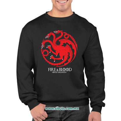 Sudadera Hombre Cuello Redondo Game Of Thrones House Targaryen Fire And Blood