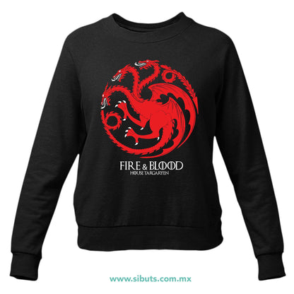 Sudadera Mujer Cuello Redondo Game Of Thrones House Targaryen Fire And Blood
