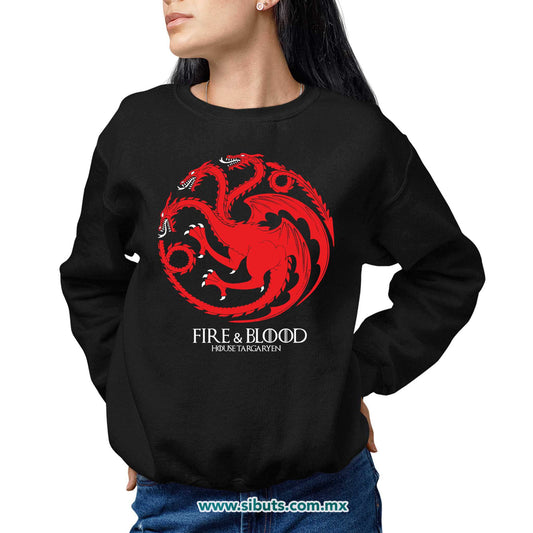 Sudadera Mujer Cuello Redondo Game Of Thrones House Targaryen Fire And Blood