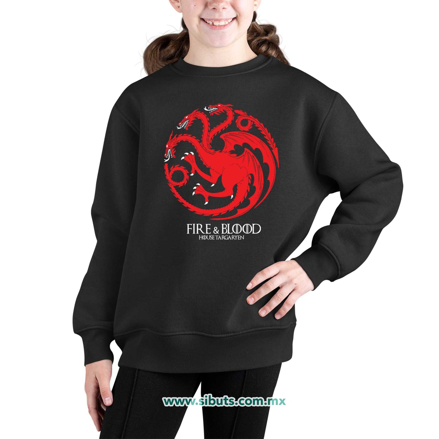 Sudadera Niña Cuello Redondo Game Of Thrones House Targaryen Fire And Blood
