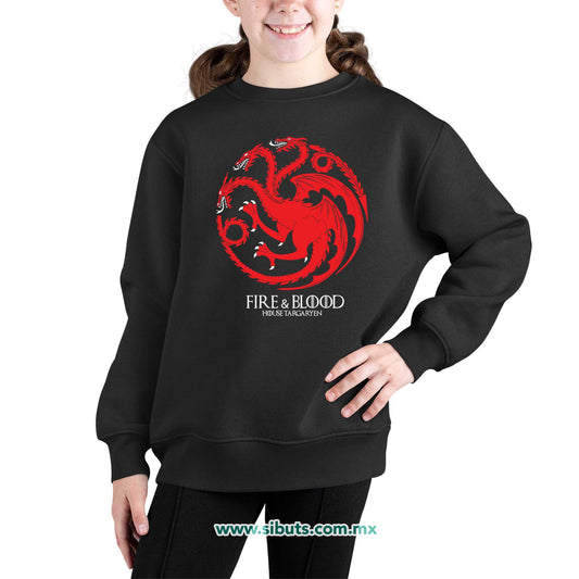 Sudadera Niña Cuello Redondo Game Of Thrones House Targaryen Fire And Blood