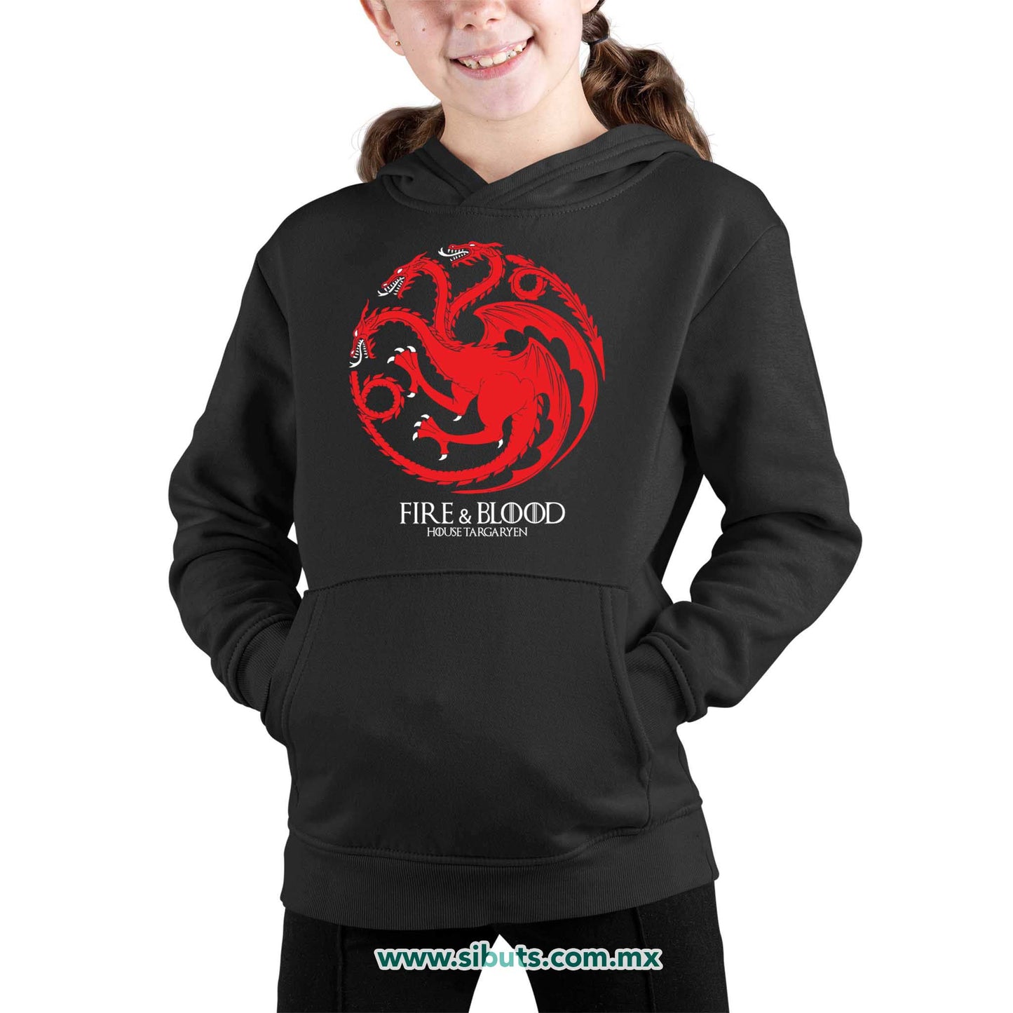 Sudadera Niña Gorro Game Of Thrones House Targaryen Fire And Blood