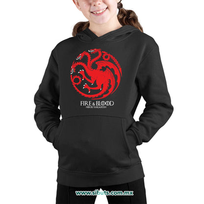 Sudadera Niña Gorro Game Of Thrones House Targaryen Fire And Blood