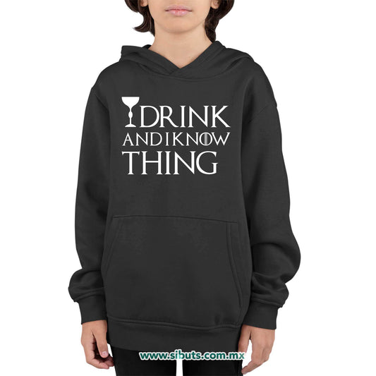 Sudadera Niño Gorro Game Of Thrones I Drink And Know Things con Copa