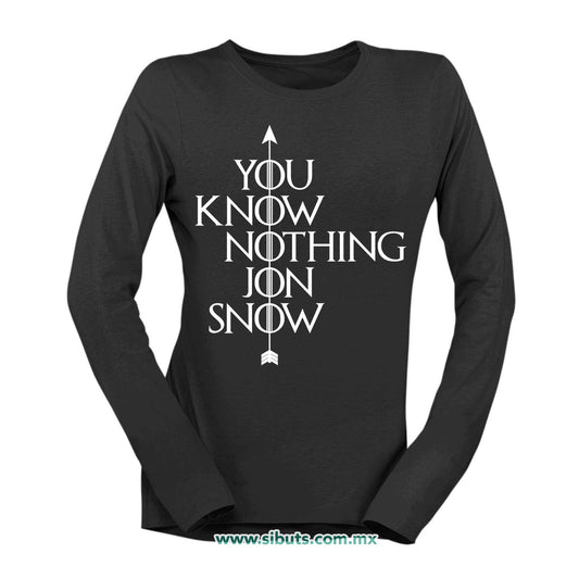 Playera Mujer Manga Larga Game Of Thrones You Know Nothing Jon Snow
