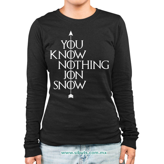 Playera Mujer Manga Larga Game Of Thrones You Know Nothing Jon Snow