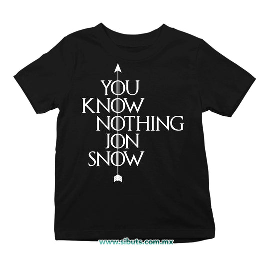 Playera Niña Game Of Thrones You Know Nothing Jon Snow