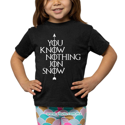Playera Niña Game Of Thrones You Know Nothing Jon Snow