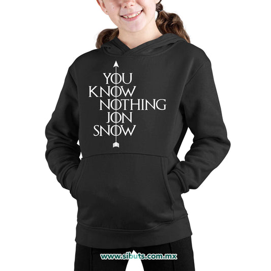 Sudadera Niña Gorro Game Of Thrones You Know Nothing Jon Snow