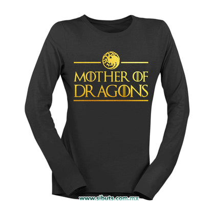 Playera Mujer Manga Larga Game Of Thrones Mother Of Dragons Dorado
