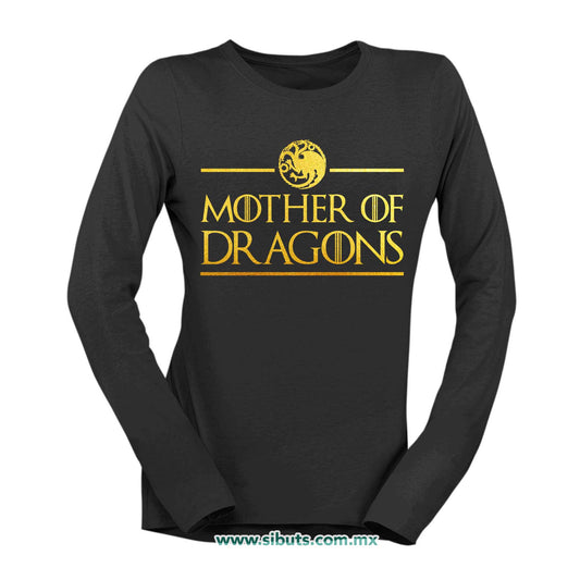 Playera Mujer Manga Larga Game Of Thrones Mother Of Dragons Dorado